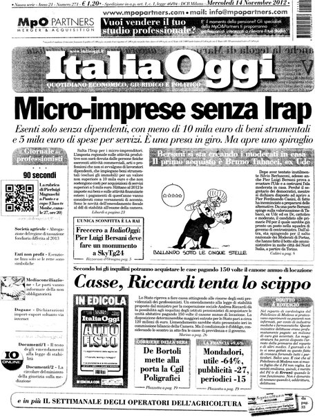 Italia oggi : quotidiano di economia finanza e politica